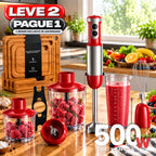 Liquidificador de Mão Multifuncional 8 em 1 Bivolt Com 15 Velocidades + BRINDE: Kit 3 Tábuas de Corte - COMPRE 1 LEVE 2