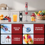 Liquidificador de Mão Multifuncional 8 em 1 Bivolt Com 15 Velocidades + BRINDE: Kit 3 Tábuas de Corte - COMPRE 1 LEVE 2