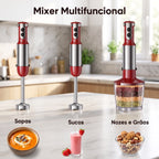 Liquidificador de Mão Multifuncional 8 em 1 Bivolt Com 15 Velocidades + BRINDE: Kit 3 Tábuas de Corte - COMPRE 1 LEVE 2